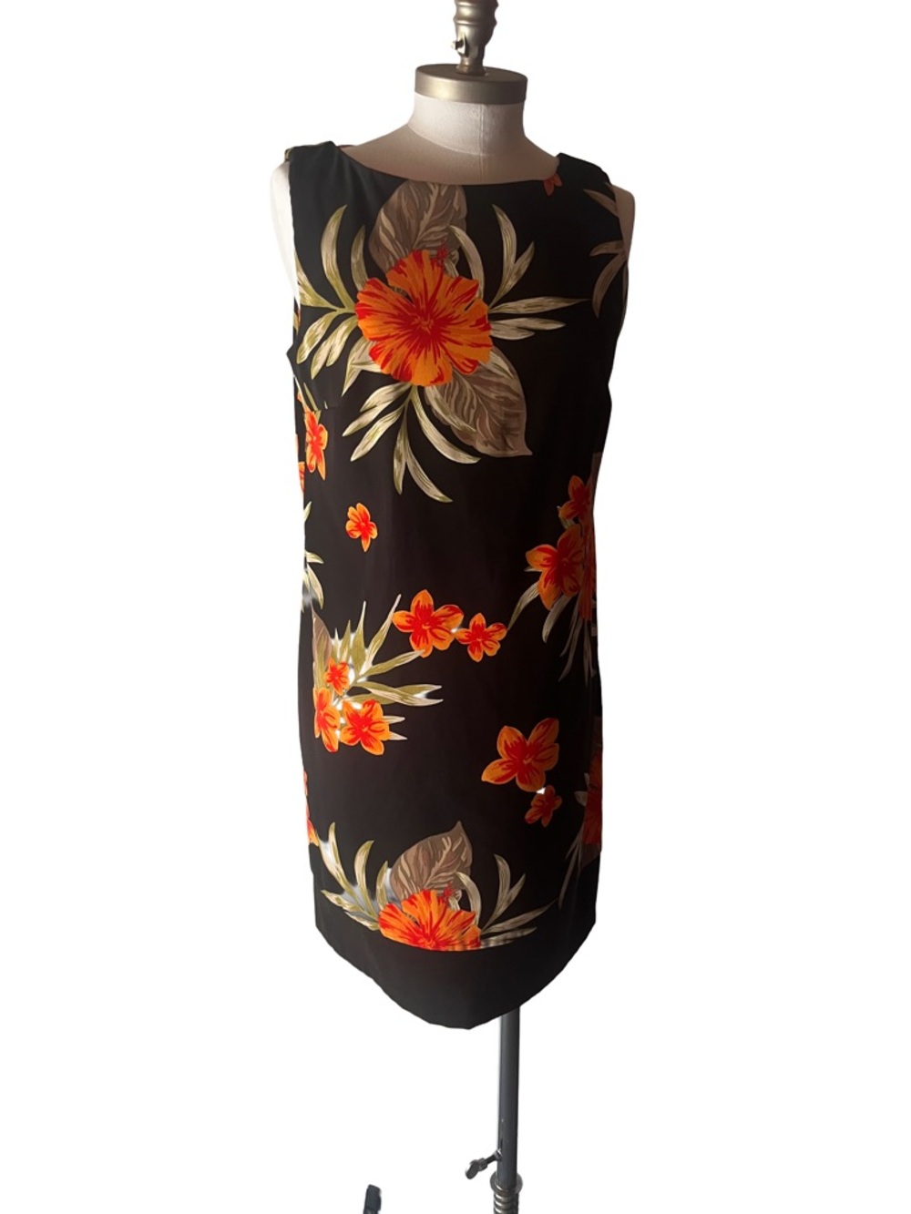 Alyx Black Mini Dress with Orange Floral Print Women’s 14‎